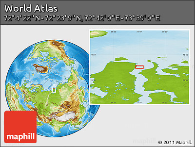 Physical Location Map of the Area around 72° 13' 45" N, 73° 10' 30" E
