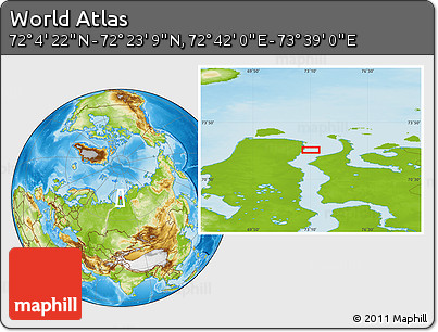 Physical Location Map of the Area around 72° 13' 45" N, 73° 10' 30" E