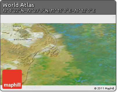 Satellite 3D Map of the Area around 72° 13' 45" N, 75° 43' 29" E
