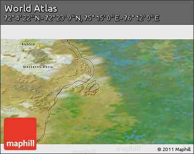 Satellite 3D Map of the Area around 72° 13' 45" N, 75° 43' 29" E
