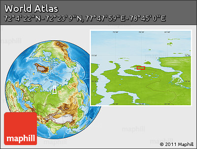Physical Location Map of the Area around 72° 13' 45" N, 78° 16' 30" E