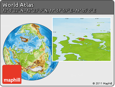 Physical Location Map of the Area around 72° 13' 45" N, 78° 16' 30" E