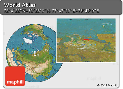 Satellite Location Map of the Area around 72° 13' 45" N, 78° 16' 30" E