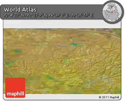 Satellite 3D Map of the Area around 72° 13' 45" N, 79° 7' 30" E