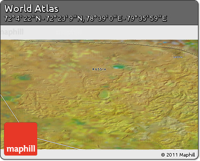 Satellite 3D Map of the Area around 72° 13' 45" N, 79° 7' 30" E