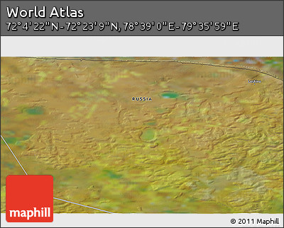 Satellite 3D Map of the Area around 72° 13' 45" N, 79° 7' 30" E