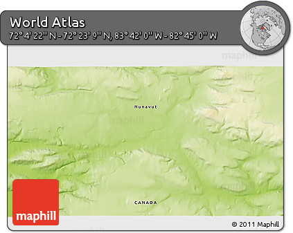 Physical 3D Map of the Area around 72° 13' 45" N, 83° 13' 29" W