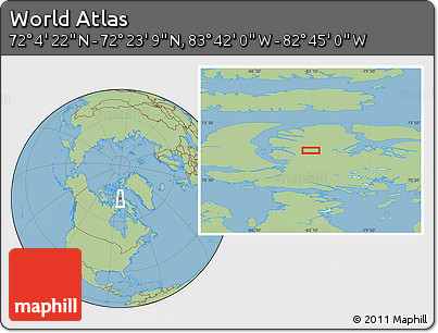 Savanna Style Location Map of the Area around 72° 13' 45" N, 83° 13' 29" W