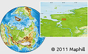 Physical Location Map of the area around 72° 13' 45" N, 84° 13' 29" E
