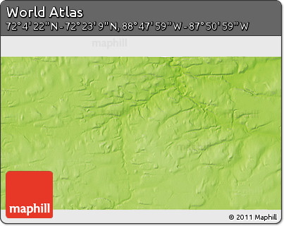 Physical 3D Map of the Area around 72° 13' 45" N, 88° 19' 29" W
