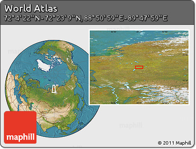 Satellite Location Map of the Area around 72° 13' 45" N, 89° 19' 29" E