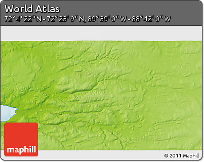 Physical 3D Map of the Area around 72° 13' 45" N, 89° 10' 30" W