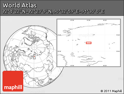 Blank Location Map of the Area around 72° 13' 45" N, 91° 1' 30" E