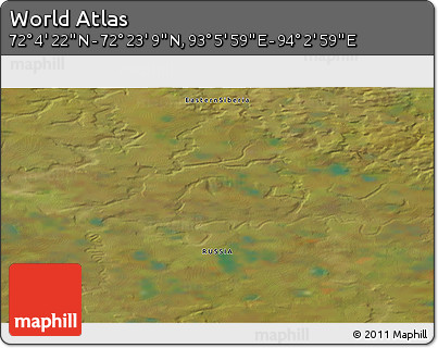 Satellite 3D Map of the Area around 72° 13' 45" N, 93° 34' 29" E
