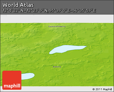 Physical 3D Map of the Area around 72° 13' 45" N, 96° 7' 30" E