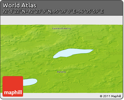 Physical 3D Map of the Area around 72° 13' 45" N, 96° 7' 30" E
