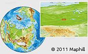 Physical Location Map of the area around 72° 13' 45" N, 96° 58' 29" E
