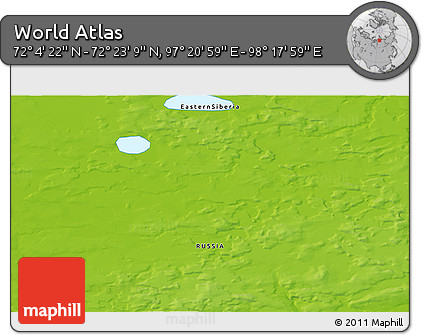 Physical 3D Map of the Area around 72° 13' 45" N, 97° 49' 29" E
