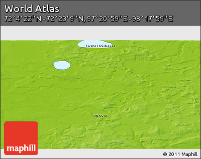 Physical 3D Map of the Area around 72° 13' 45" N, 97° 49' 29" E