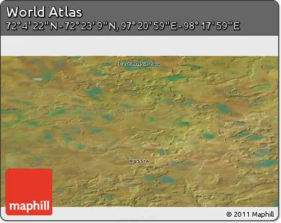 Satellite 3D Map of the Area around 72° 13' 45" N, 97° 49' 29" E