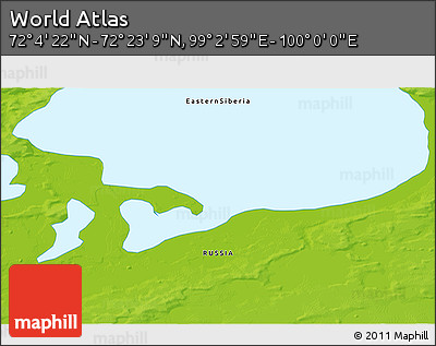Physical 3D Map of the Area around 72° 13' 45" N, 99° 31' 30" E