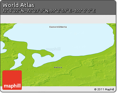 Physical 3D Map of the Area around 72° 13' 45" N, 99° 31' 30" E