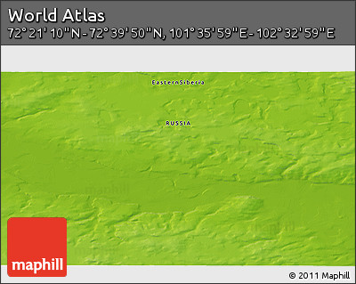 Physical 3D Map of the Area around 72° 30' 30" N, 102° 4' 29" E