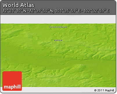 Physical 3D Map of the Area around 72° 30' 30" N, 102° 4' 29" E