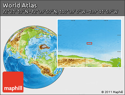 Physical Location Map of the Area around 72° 30' 30" N, 140° 10' 30" W