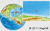 Physical Location Map of the area around 72° 30' 30" N, 143° 34' 29" W
