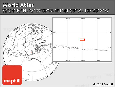 Blank Location Map of the Area around 72° 30' 30" N, 151° 13' 29" W