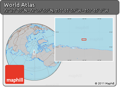 Gray Location Map of the Area around 72° 30' 30" N, 151° 13' 29" W