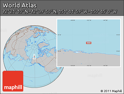 Gray Location Map of the Area around 72° 30' 30" N, 151° 13' 29" W