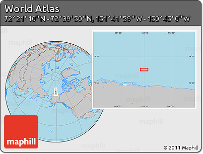 Gray Location Map of the Area around 72° 30' 30" N, 151° 13' 29" W