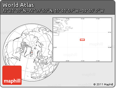 Blank Location Map of the Area around 72° 30' 30" N, 15° 13' 29" W