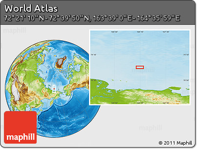 Physical Location Map of the Area around 72° 30' 30" N, 164° 7' 30" E