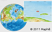 Physical Location Map of the area around 72° 30' 30" N, 177° 43' 29" E