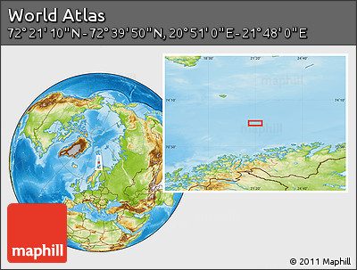 Physical Location Map of the Area around 72° 30' 30" N, 21° 19' 30" E