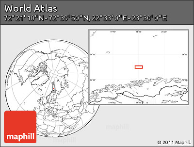 Blank Location Map of the Area around 72° 30' 30" N, 23° 1' 29" E