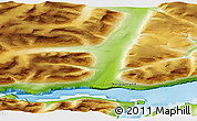 Physical 3D Map of the area around 72° 30' 30" N, 25° 25' 29" W