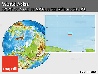 Physical Location Map of the Area around 72° 30' 30" N, 40° 1' 29" E