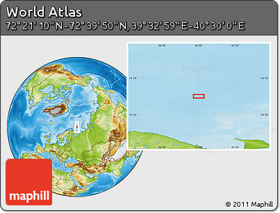 Physical Location Map of the Area around 72° 30' 30" N, 40° 1' 29" E
