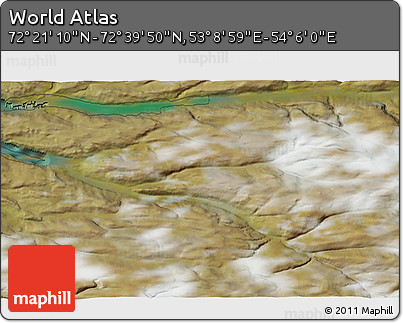 Satellite 3D Map of the Area around 72° 30' 30" N, 53° 37' 30" E