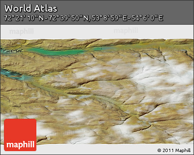 Satellite 3D Map of the Area around 72° 30' 30" N, 53° 37' 30" E