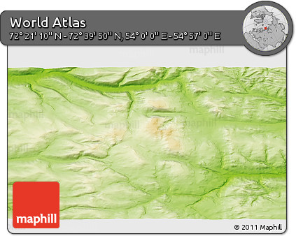 Physical 3D Map of the Area around 72° 30' 30" N, 54° 28' 30" E