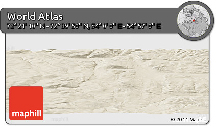 Shaded Relief Panoramic Map of the Area around 72° 30' 30" N, 54° 28' 30" E