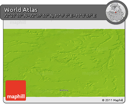 Physical 3D Map of the Area around 72° 30' 30" N, 70° 37' 30" E
