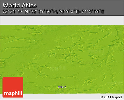 Physical 3D Map of the Area around 72° 30' 30" N, 70° 37' 30" E