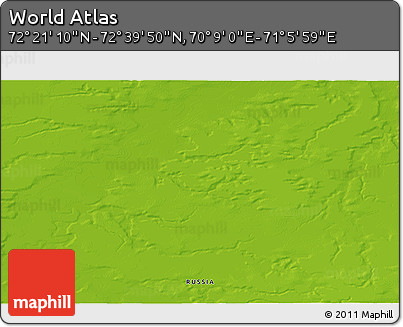 Physical 3D Map of the Area around 72° 30' 30" N, 70° 37' 30" E