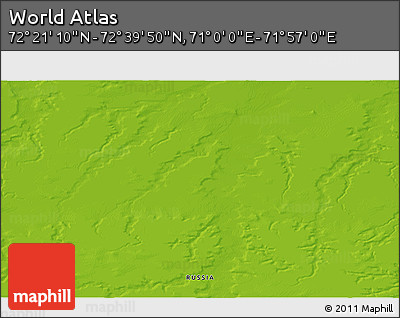 Physical 3D Map of the Area around 72° 30' 30" N, 71° 28' 29" E